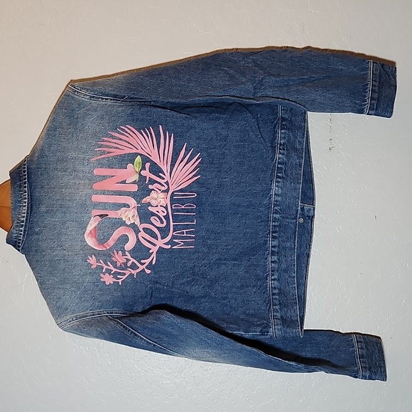 MAVI Sun Resort Maui Flamingo Sample Jean Denim Jacket Nrw Fit Small - Picture 1 of 10